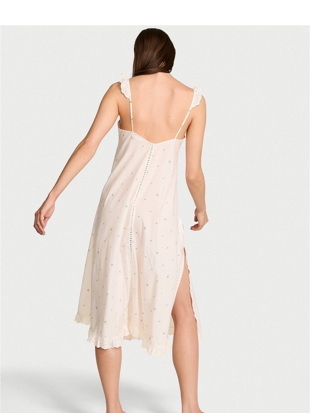 Victoria's Secret Cream Lace-Trim Chemise Slip